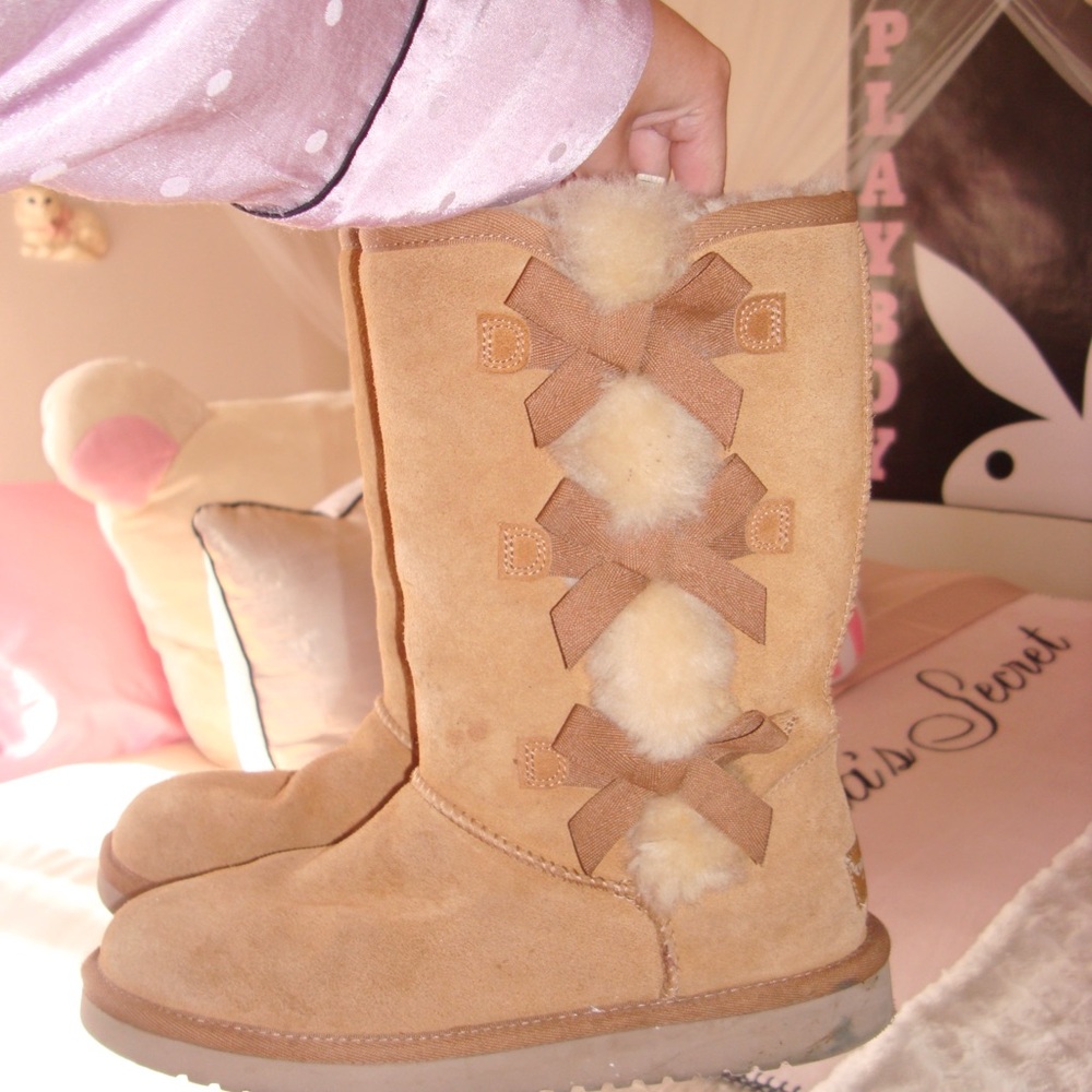 UGG Tan Suede Bow Boots